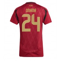 Camiseta Bélgica Amadou Onana #24 Primera Equipación Replica Eurocopa 2024 para mujer mangas cortas